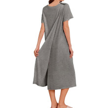 Women Hospital Nightgown with Shoulder Snap Full-XXL Gray