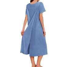 Hospital Gown for Women Elderly Open Back Tear-M royal blue