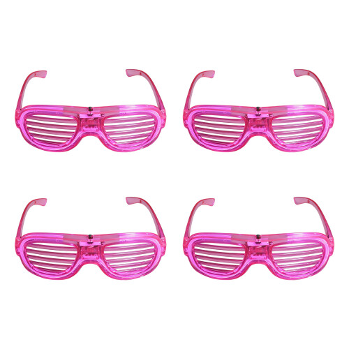 Pack of 4 Plastic LED Glasses Accessory Feature-rose red