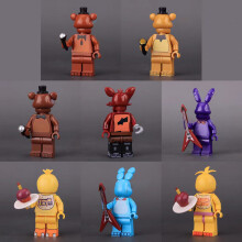 8PCS third-party animals, including dogs, bears, rabbits, wolves, crocodiles, birds, building blocks, dolls, microphones, guitars, balloons, and cakes