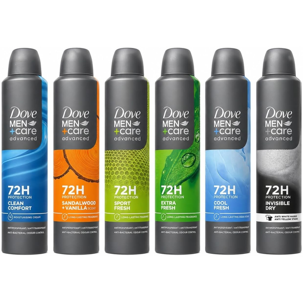 Dove Men Care Antiperspirant Deodorant Spray 250Ml Pack Of 6 Mixed Scents