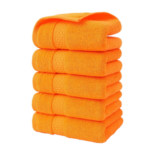 Orange Jacquard Towel Set 5-Piece Soft Absorbent 1