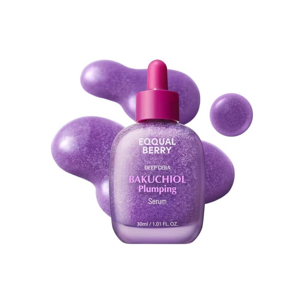Eqqual berry Bakuchiol Plumping Serum 30ml | Plant-Based Retinol Alternative Face Serum | Anti-Aging, Firming & Hydrating for All Skin Types