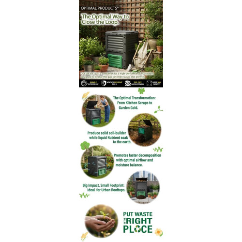 300L Composter Compost Bin Grass Eco Friendly Converter Debris Waste Garden Home 2