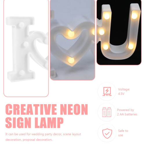 White Heart Neon Sign Plastic Wall Decor 24.5x15.5cm 2