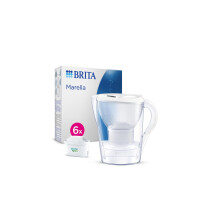 BRITA Marella Cool Wasserfilterkanne 2,4L + 6 Maxtra Pro All-in-1 Wasserfilter weiß