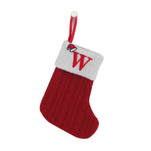 Knitted Red Christmas Stocking with Plush Cuff