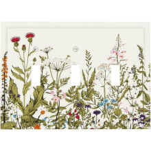 Vintage blomsterprintet 3-ganges lyskontaktplade