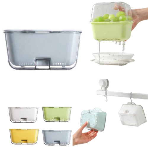 Double-Layer Plastic Kitchen Strainer Bowl Set 1