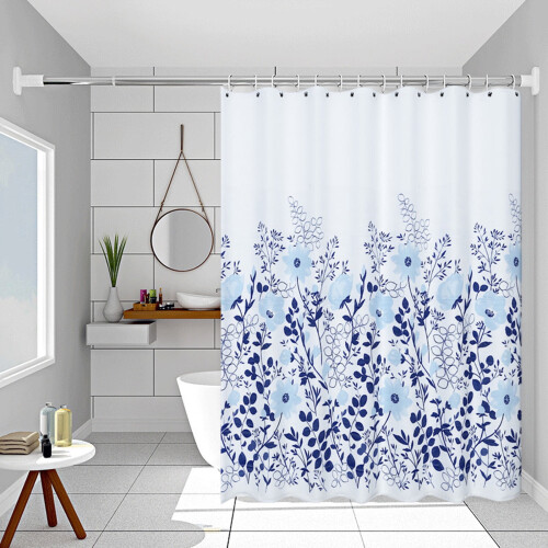 Polyester Shower Curtain 180x80cm Waterproof & 2