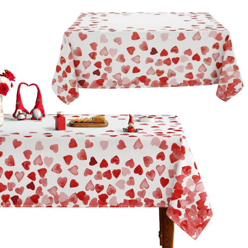 Valentine's Heart Tablecloth 51 Inch Polyester Rectangle