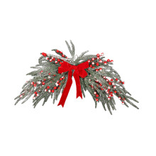 Christmas Realistic Pine Teardrop Swag with Red Bow and Berries