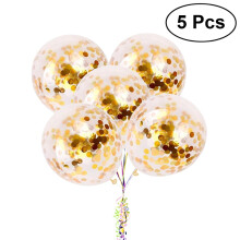 Globos de confeti dorados de 12 pulgadas, 5 piezas