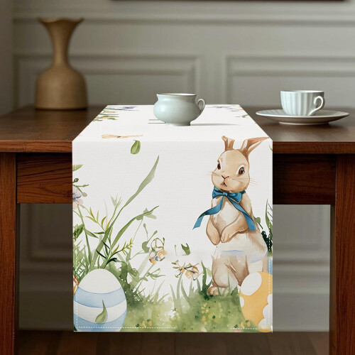 Easter Table Runner Linen 13 x 72 in