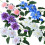 Ornamento de flor artificial de clematis roxa com folhas verdes. 4