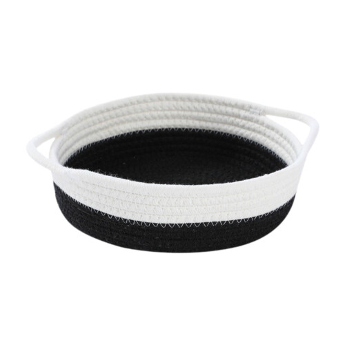 Cotton Rope Woven Basket with Handle – 22cm Diameter