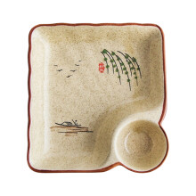 Easy to Cleaning Glazed Ceramic Square Serving Plate-Willow