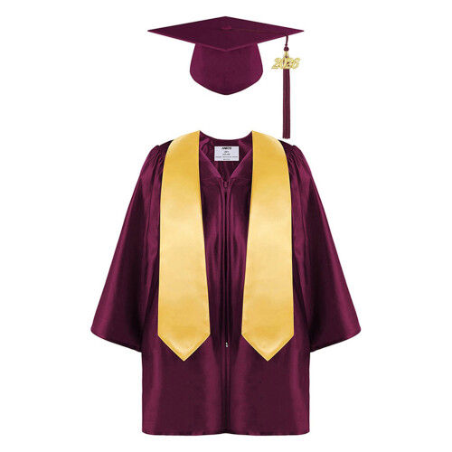 Friendly Polyester Graduation Gown and Stole-dark red 33 yards