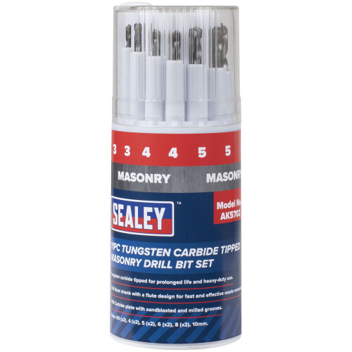 Sealey Sealey AK5702 Tungsten Carbide Tipped Masonry Drill Bit Set 11pc