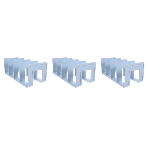 3Pcs Blue ABS Magazine File Rack Book Holder Stand for Office