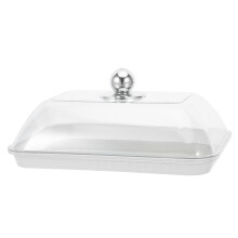 1Set Covered Cake Plate Rectangular Serving Tray for Desserts