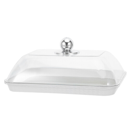 1Set Covered Cake Plate Rectangular Serving Tray for Desserts