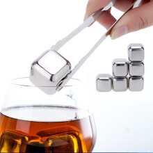 Stainless steel ice cubes 6-pack - BPA-free stainless steel_Surprise Gift