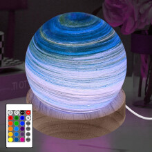 RGB 16-Color Planet Glass Ball Night Light, Dimmable USB Astronomical Lamp with Remote Control (8cm)_Christmas Gift_Parent_Surprise Gift