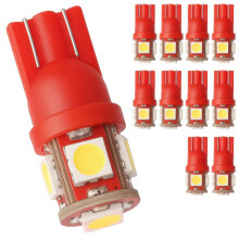 10-Pack - T10 W5W Red LED Bulbs - Car LED Light_red/Red_Surprise Gift