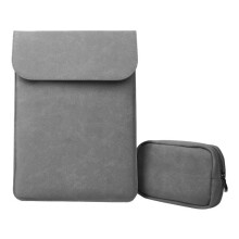 13,3" läppärilaukku / tietokonelaukku / Macbook - Nahka - Valitse väri_harmaa_yllätyslahja