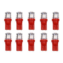 T10 w5w red LED bulbs with 5 pcs 5050SMD chips, 12V DC, 10-pack._red/Red_Surprise Gift