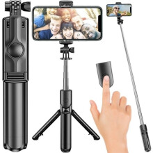 Selfie stick - Compatibile con iPhone/Android - Bluetooth Nero_Regalo a sorpresa