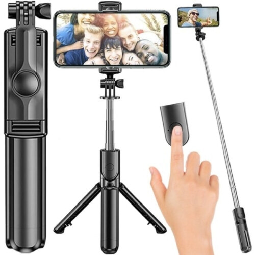 Bata selfie - comhoiriúnach le iPhone/Android - Bluetooth Black_Surprise Gift