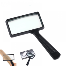 Black Lightweight Exquisite workmanship and excellent work 4X rectangular handheld large reading magnifying glass magnifying glass_Surprise Gift