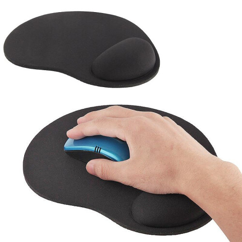 Thin Mouse Pad with Wrist Rest - Black_black/Black_Surprise Gift