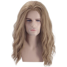 Blonde wig men's wig shoulder length wig ash blonde wig wavy ash blonde wig male hair heat resistant synthetic hair cosplay party costume everyday us
