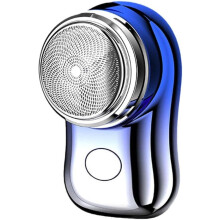 Mini rasoio elettrico galvanizzato ricaricabile USB compatibile con uomo, ideale per barba e viso, colore blu sfumato, regalo a sorpresa.