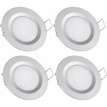 x LED Recessed Spotlight 12V Hole 58-65mm 3W 6400K Recessed Ceiling Light compatible Motorhome Boat Caravan Van Yacht Cool White (Silver Finish)_Surp