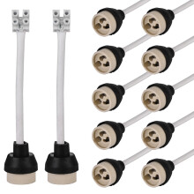GU10 Ceramic Sockets: 15CM/10MM High Quality Silicone Cable GU10 Socket, GU10 Contact Lamp compatible GU10 Lamp 0-250V, 3A Ceramic GU10 Sockets-12pcs