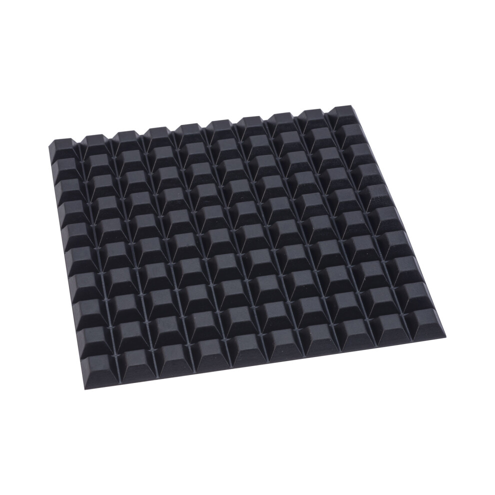 R-Tech 310039 Flat Square Rubber Feet 12.7 X 12.7 X 6.0 - Black - Sheet Of 100 5053556003754