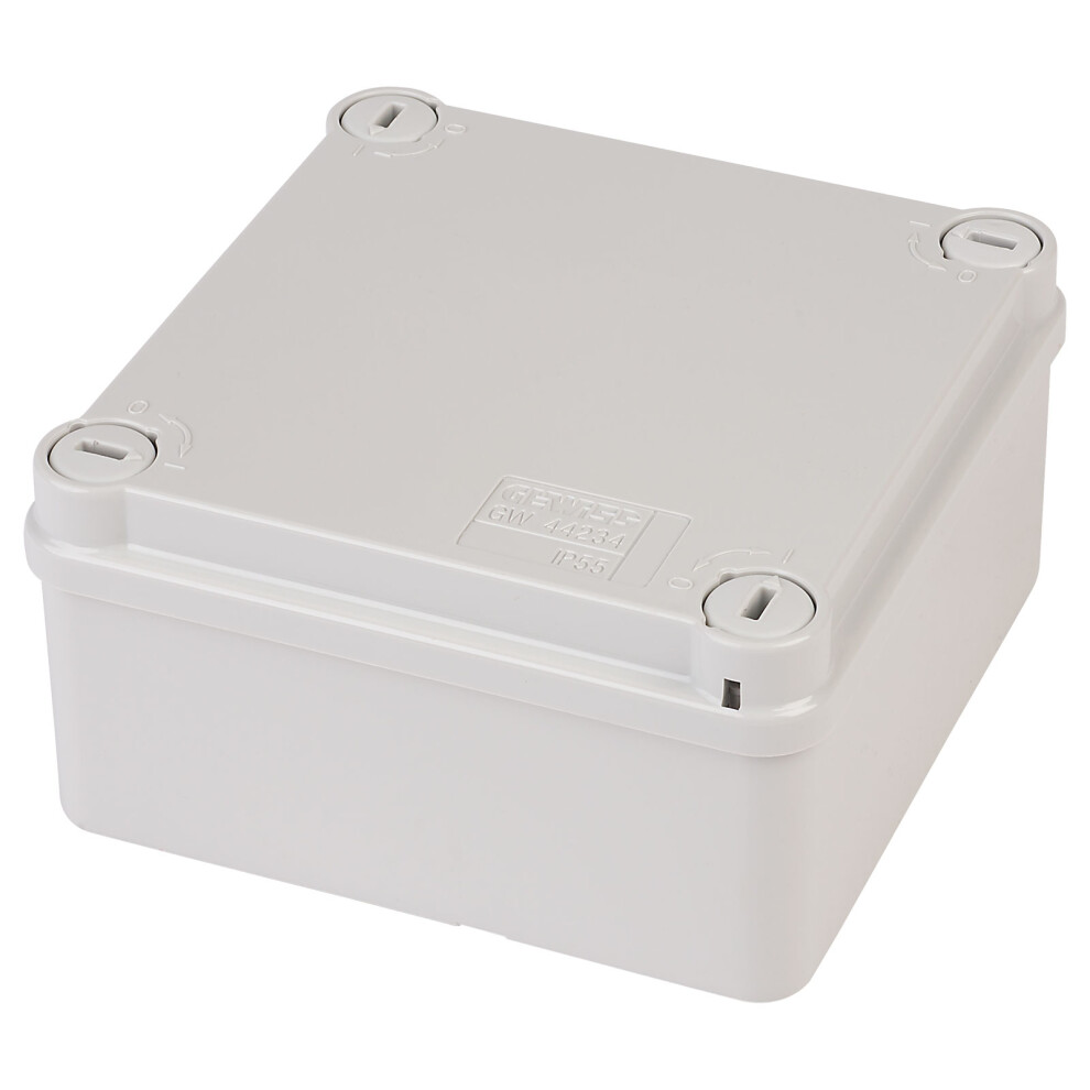 Gewiss Gw 44 234 Junction Box Ip55 Quick Fix Lid Grey 100 X 100 X 50Mm No Holes 8011564196223