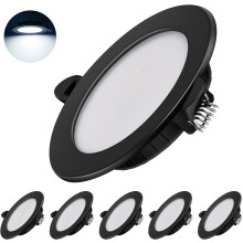 Ultra-thin LED recessed spotlight 230V, 6 Lamps 5W Recessed Spotlights, Energy Saving Ceiling Spotlight IP44 Recessed Spotlight, Black_Surprise Gift