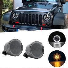 Gelbe LED-Blinker vorne, passend für Jeep Wrangler JK (2007–2017) – Halo-Blinker – Überraschungsgeschenk