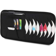Organizador para parasol de coche, parasol versátil, bolsa de almacenamiento para CD/DVD, estuche para parasol, clip para cartera con soporte para CD