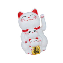 Solars Fortune Cats Statue Ornament Solars Power Lucky-L White