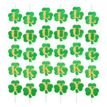 Pack of 6 Elegant Shamrock Hanging Decoration Green Holiday