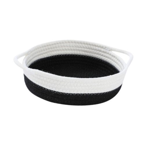 Cotton Rope Woven Basket with Handle – 22cm Diameter 1