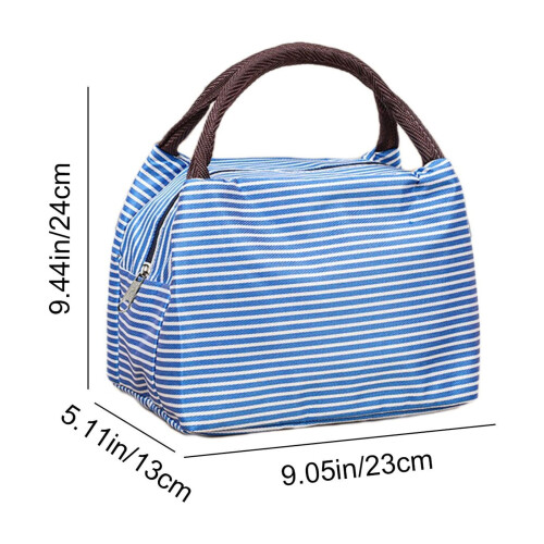 Gestreifte, isolierte Lunchtasche, blau, wiederverwendbar, 12 l 1