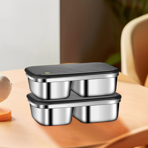 Stainless Steel 3-Compartment Bento Box, Leak-Proof 2