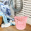 Roze ronde draagbare wasmand van plastic (1 stuk) 4